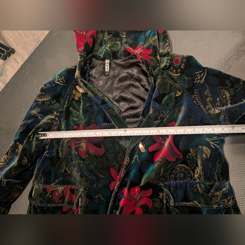 Floral Hooded Women's Coat - Picture 10 of 10